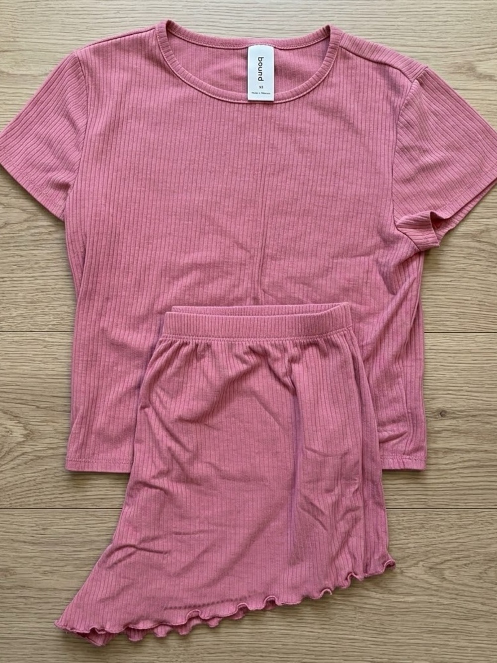 Abound Coral Ribbed Pajama Set